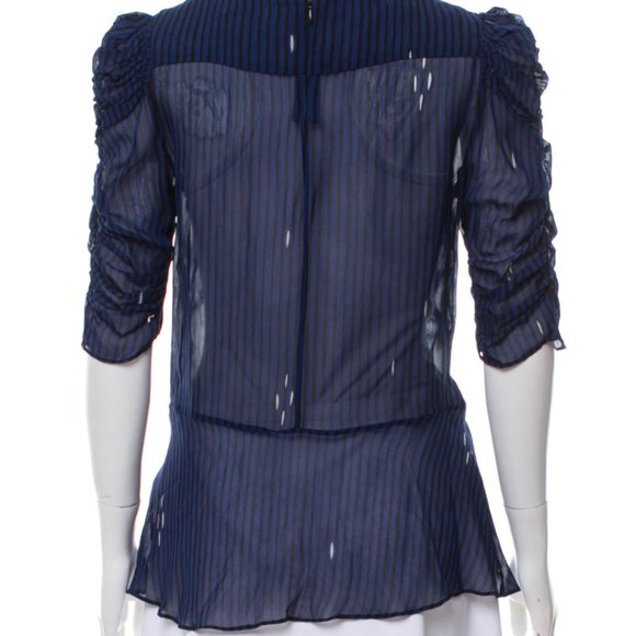 Isabel Marant Blue Silk Blouse Size 6 - Picture 2 of 4